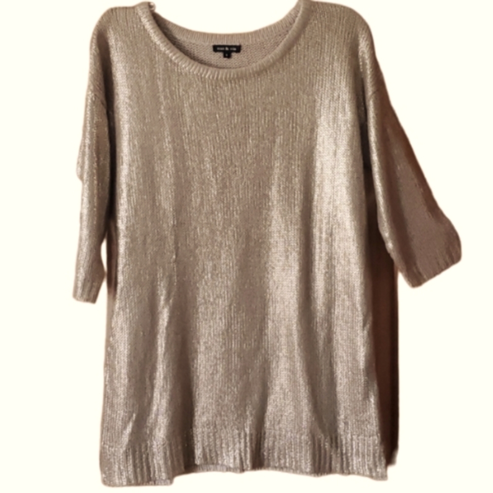 Max &‎ Mia Womans Metallic Gold Coated Sweater Tunic Size Small